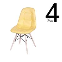 Conjunto 4 Cadeiras Eames Dsw Botonê Amarela - 1