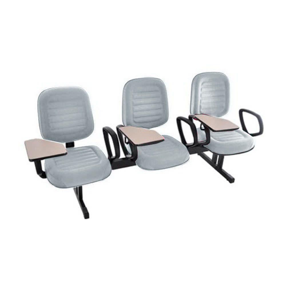 Cadeira Em Longarina Com Prancheta Linha Blenda Cinza - 1