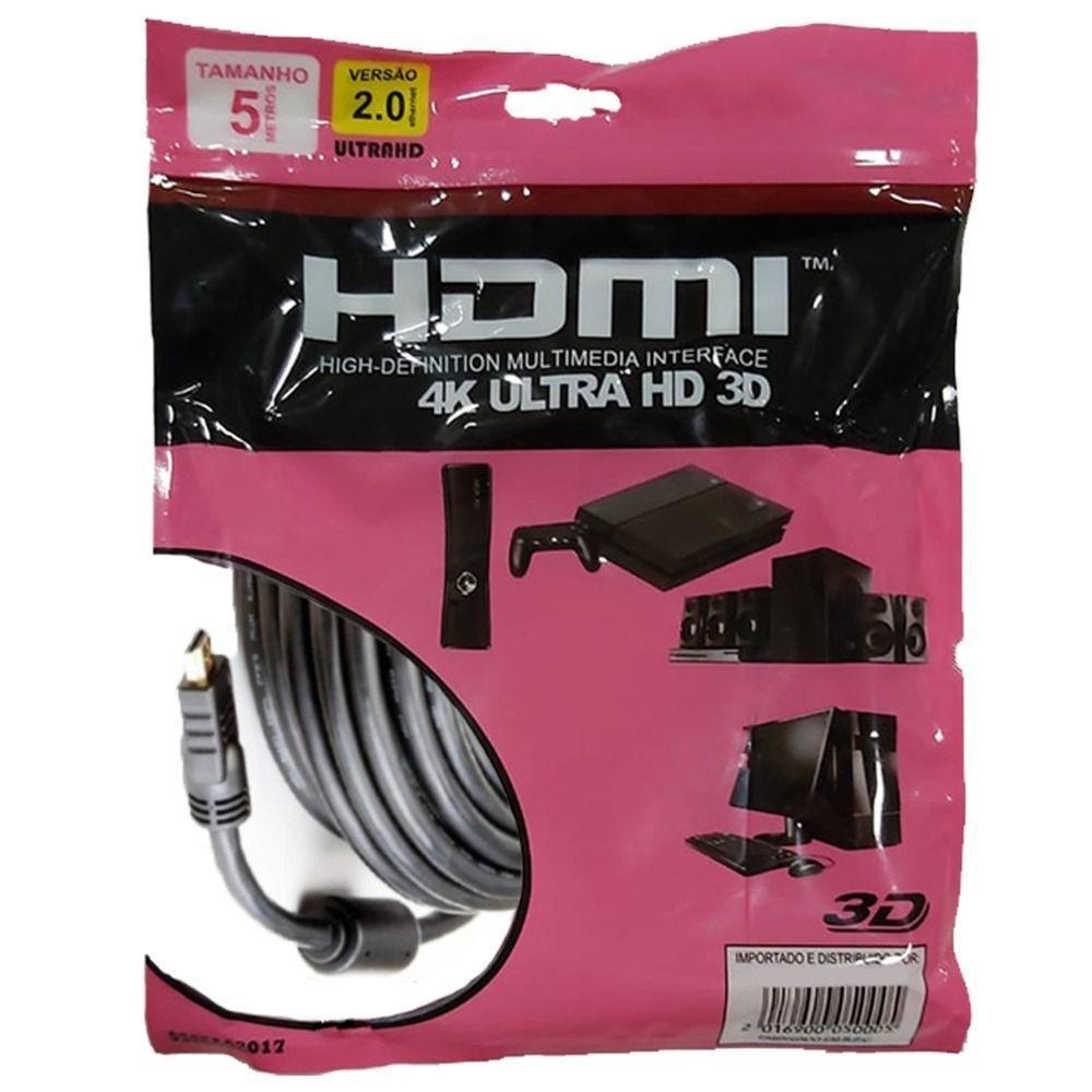 Cabo Hdmi 5 Metros 2.0 19 Pinos 4k - Alltech - 5