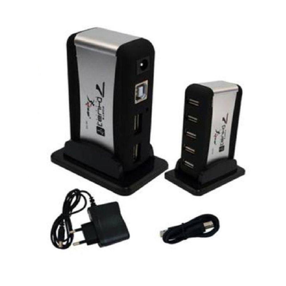 Mini Hub Usb 2.0 Com 7 Portas Em Torre Fonte De Alimentação - 1