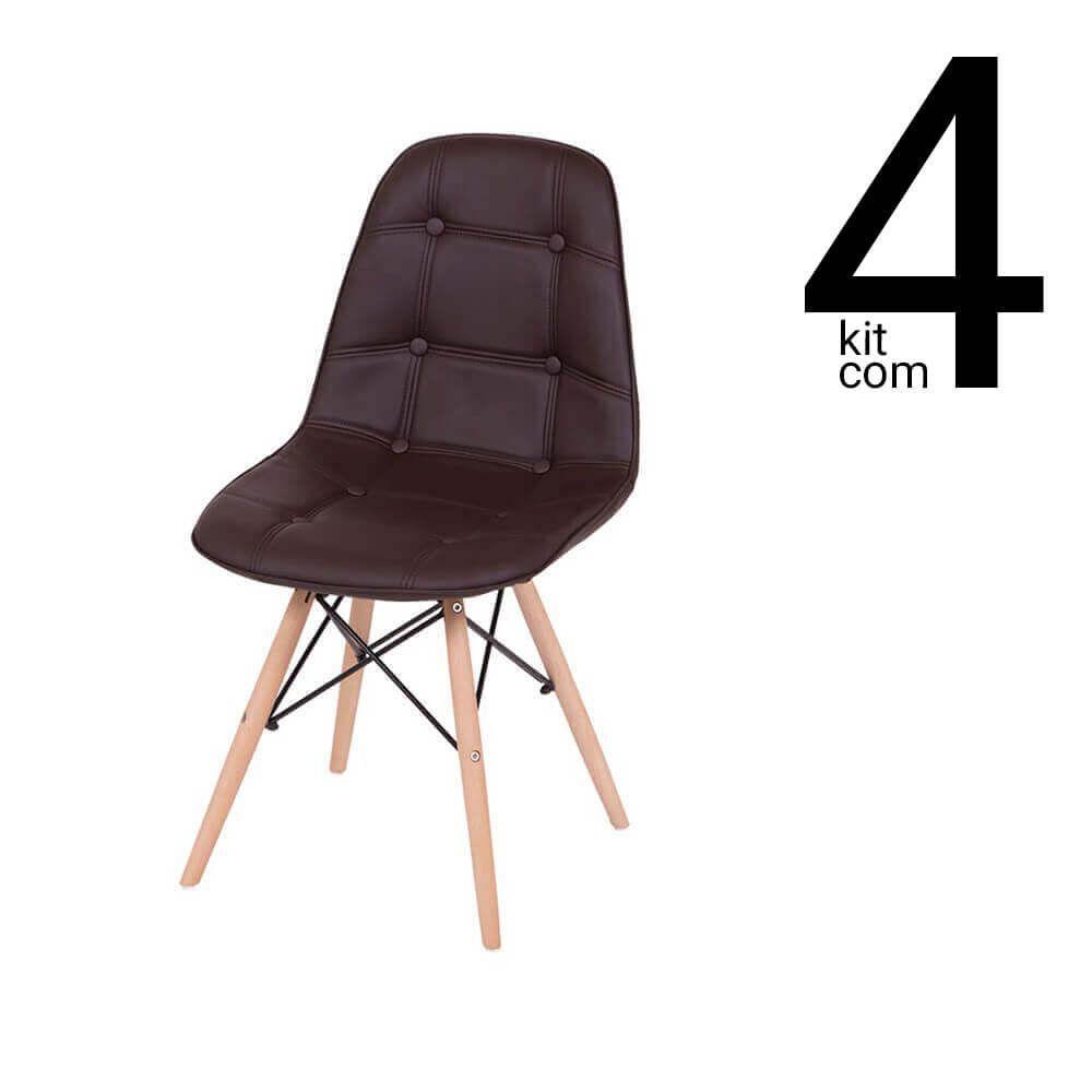 Conjunto 4 Cadeiras Eames Dsw Botonê Café - 1