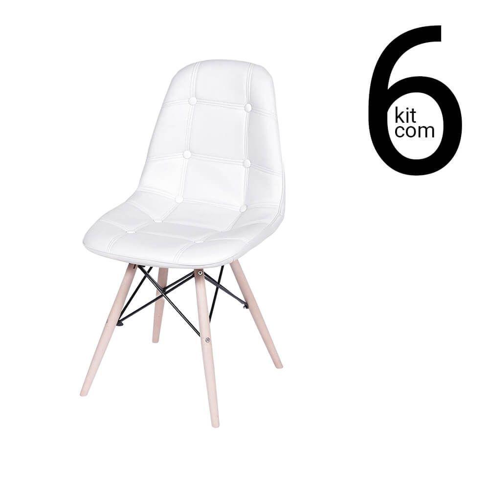 Conjunto 6 Cadeiras Eames Dsw Botonê Branca - 1