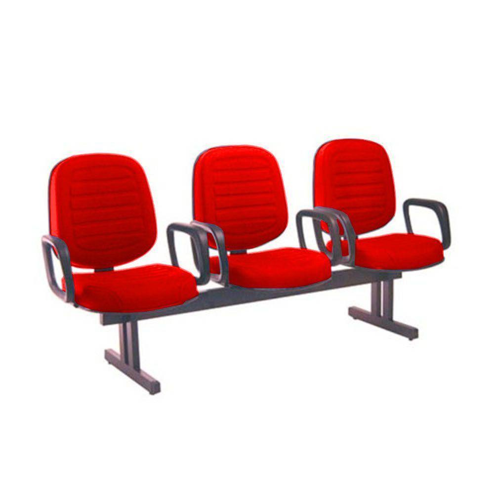 Cadeira Em Longarina Com 03 Lugares Linha Blenda Vermelho - 1