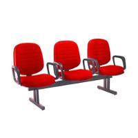 Cadeira Em Longarina Com 03 Lugares Linha Blenda Vermelho - 1