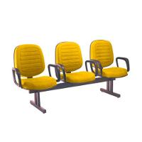 Cadeira Em Longarina Com 03 Lugares Linha Blenda Amarelo - 1