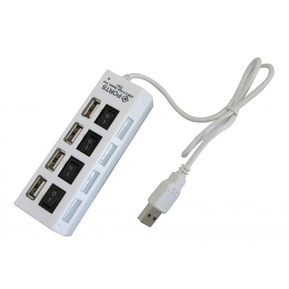 Hub Usb 2.0 Com 4 Saidas Com Chave Individual - Branco - 1