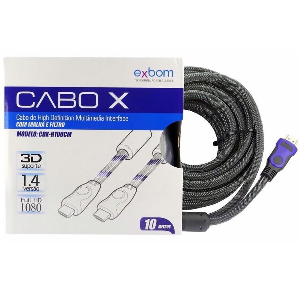 Cabo Hdmi 1.4 3d Full Hd C/ Filtro Tv Lcd Plasma Ps3 Exbom - 1