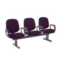 Cadeira Em Longarina Com 03 Lugares Linha Blenda Roxo - 1