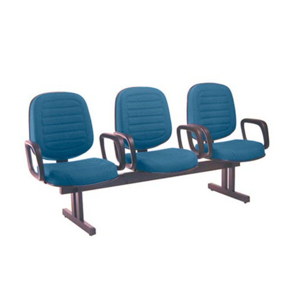 Cadeira Em Longarina Com 03 Lugares Linha Blenda Azul - 1