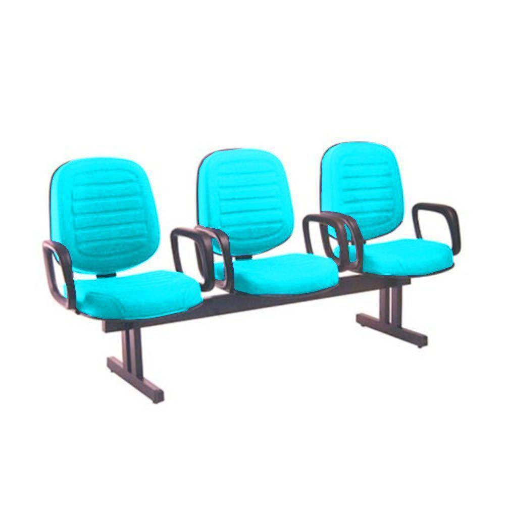 Cadeira Em Longarina Com 03 Lugares Linha Blenda Verde - 1