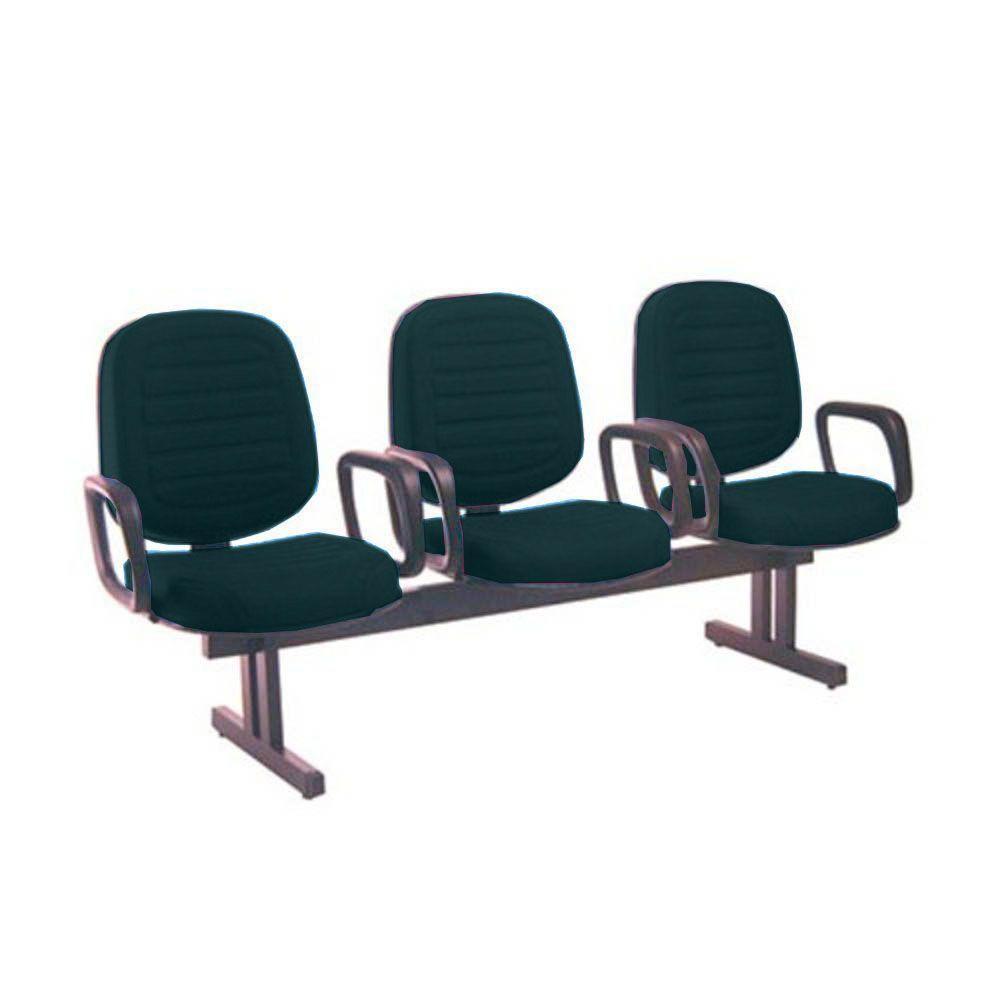 Cadeira Em Longarina Com 03 Lugares Linha Blenda Verde - 1