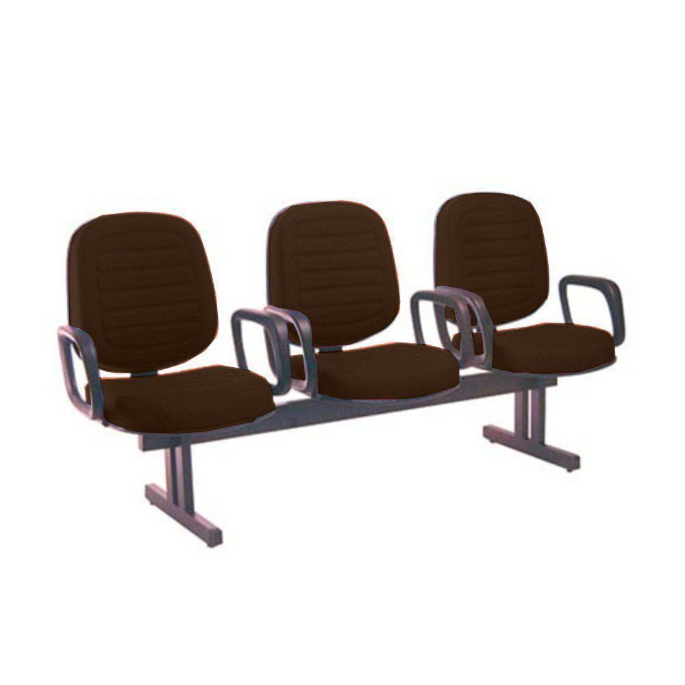 Cadeira Em Longarina Com 03 Lugares Linha Blenda Marrom - 1