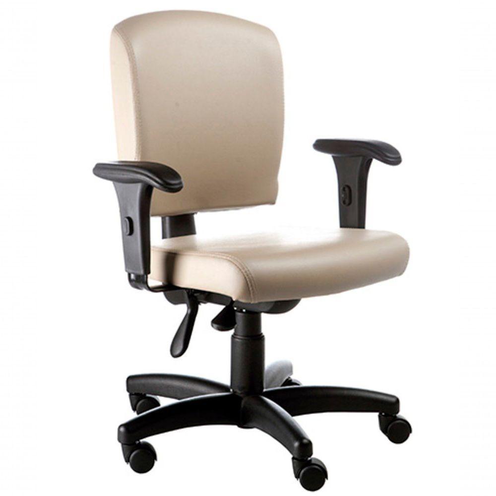 Cadeira Executiva Luxuosa Com Braços Fixos Linha Alpha Bege - 1