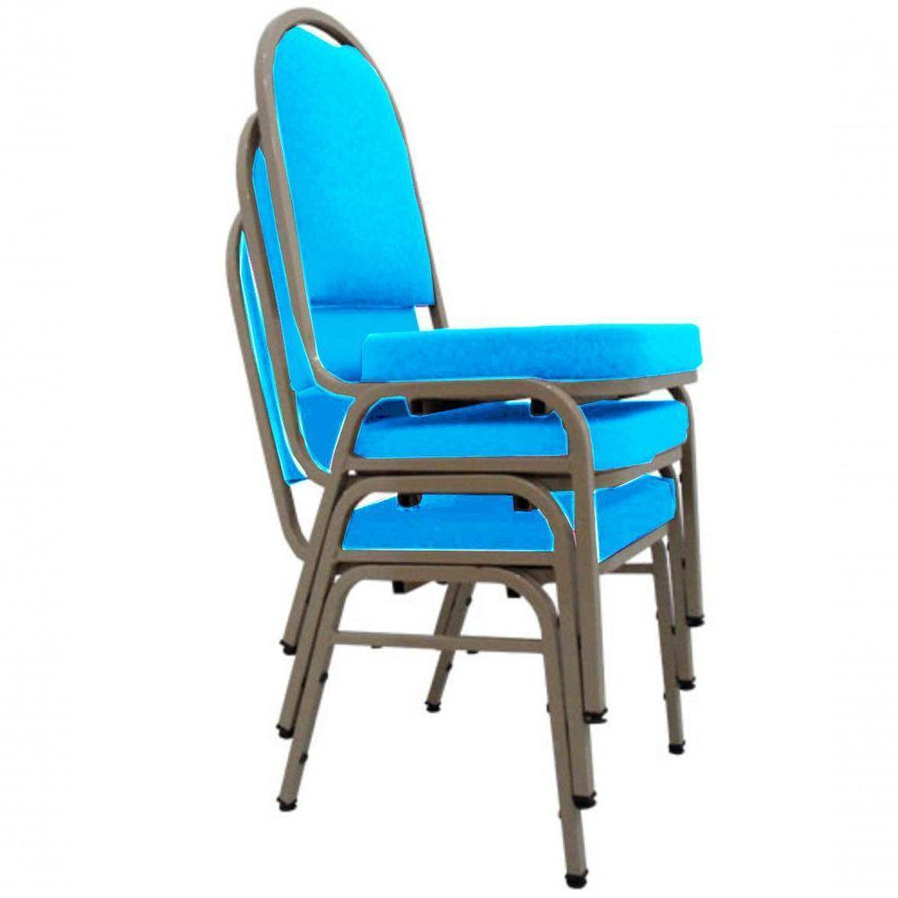 03 Cadeiras Para Hotel E Auditório Linha Hotel Azul - 1