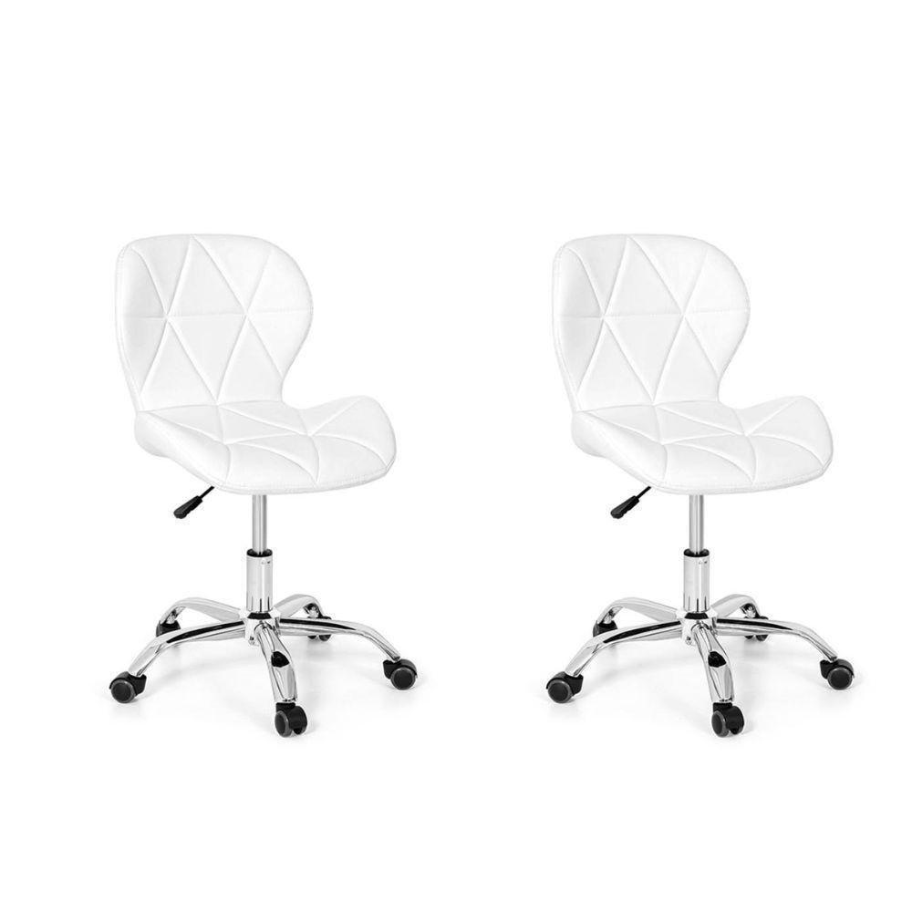 Conjunto 02 Cadeiras Office Eiffel Slim Base Giratória Branca - 1