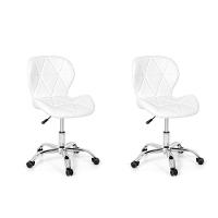 Conjunto 02 Cadeiras Office Eiffel Slim Base Giratória Branca - 1