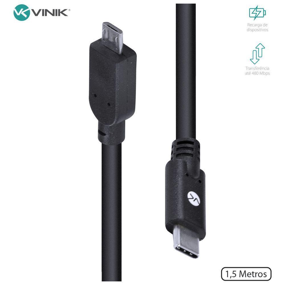 Cabo Usb Tipo C X Micro Usb B Macho 2.0 1,5 Metros - C20Mua - 1