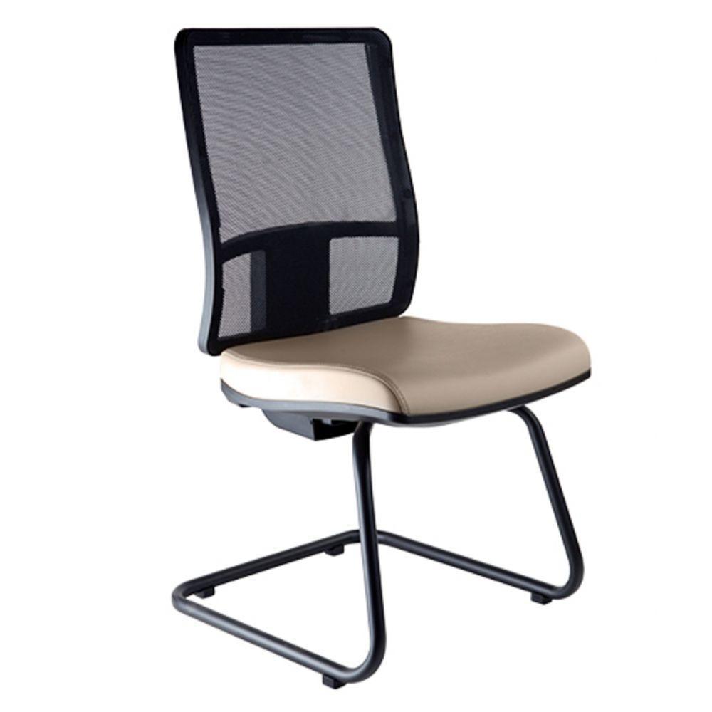 Cadeira Diretor Com Encosto Tela Mesh Web Design Bege - 2