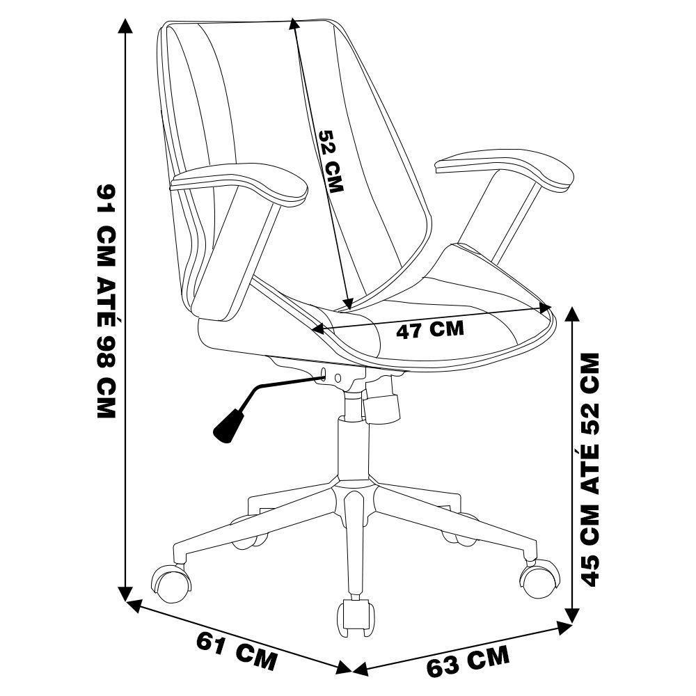 Cadeira de Escritório Juliette Diretor Giratória Preta - 6