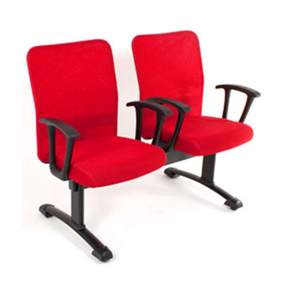 Cadeira Diretor em Longarina 2 Lugares Tela Mesh Vermelho - 2