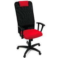 Cadeira Presidente Apoio De Cabeça Linha Tela Mesh Vermelho - 1