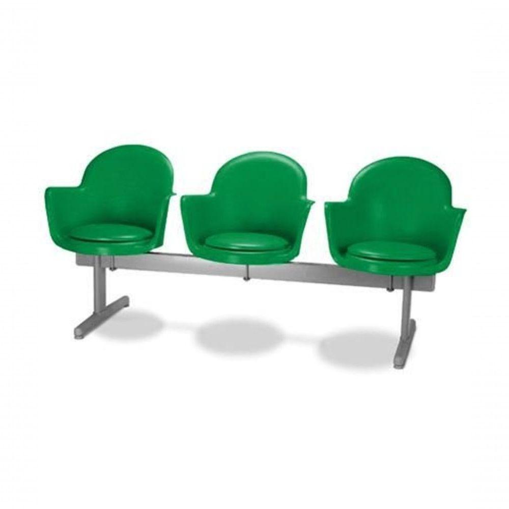 Cadeira Em Longarina 3 Lugares Polipropileno Moon Verde - 1