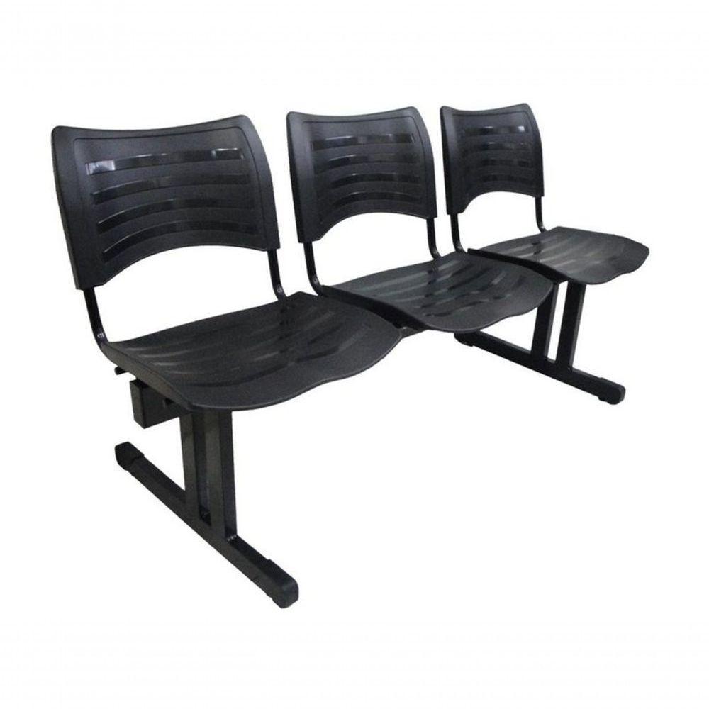 Cadeira Iso Em Longarina 3 Lugares Polipropileno Iso Preto - 1