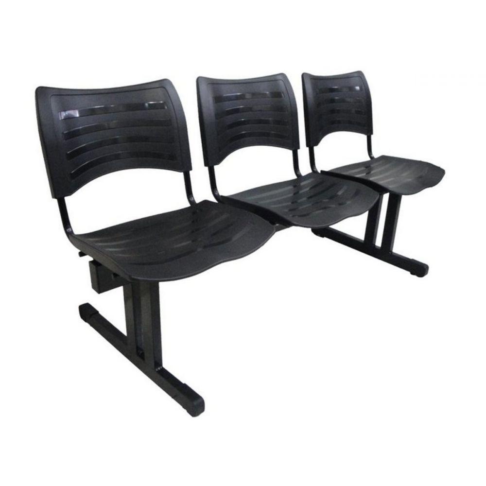 Cadeira Iso Em Longarina 3 Lugares Polipropileno Iso Preto - 2