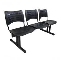 Cadeira Iso Em Longarina 3 Lugares Polipropileno Iso Preto - 1