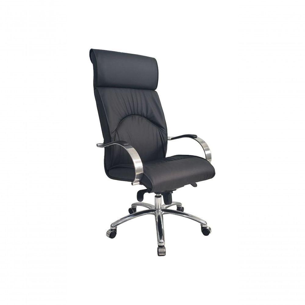 Cadeira Presidente Luxuosa Com Braços Fixos Eiffel Preto - 1