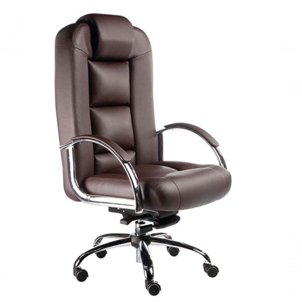 Cadeira Presidente Luxuosa Com Braços Fixos Firenze Marrom - 1
