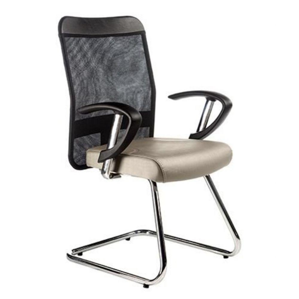 Cadeira Diretor Base Fixa Cromada Tela Mesh Bege - 2