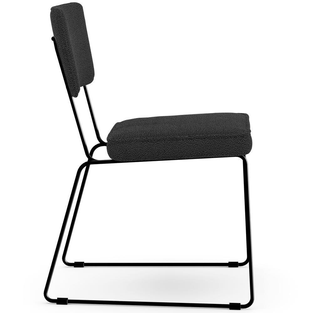 Kit 04 Cadeiras Decorativas Estofada Base De Aço Allana L02 Bouclê Preto - Lyam Decor - 2