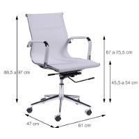 Cadeira Giratória Baixa Office Tela Branca Base Rodízio Cromado