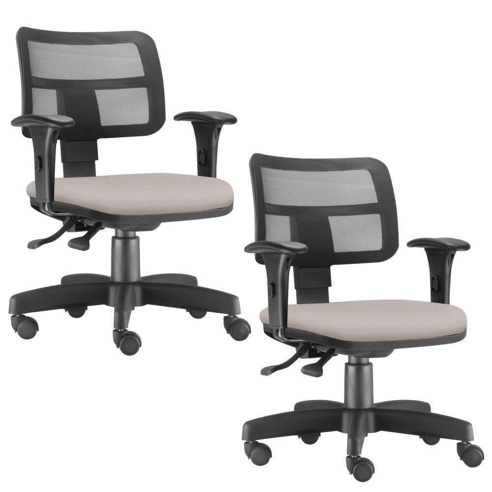 Kit 02 Cadeiras Giratória Zip Executiva Escritório Bege - 1