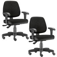 Kit 02 Cadeiras Job L02 Escritório Couro Sintético Preto - 1