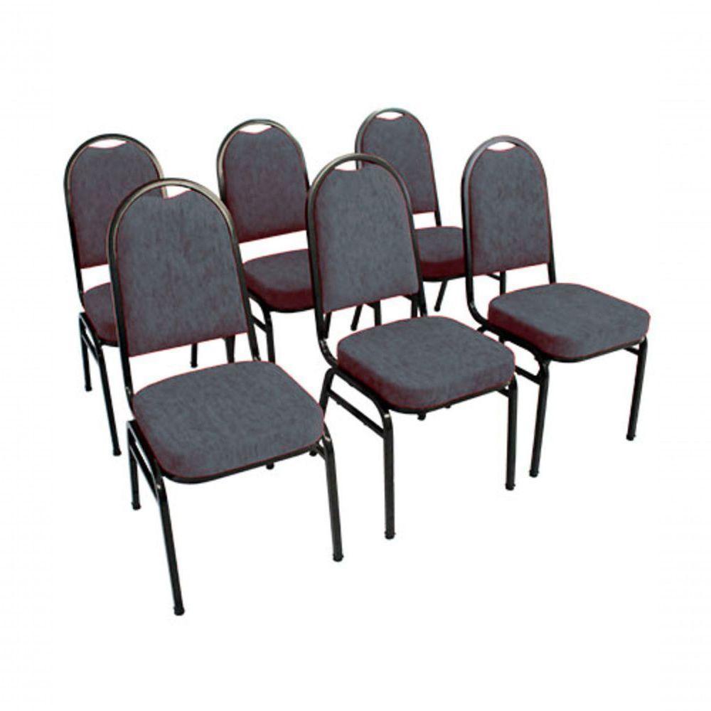 Kit Com 6 Cadeiras Para Auditórios Linha Hotel Cinza - 1