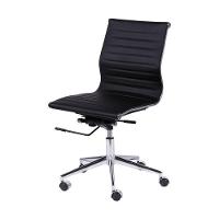 Cadeira Giratória Baixa Office Esteirinha Em Pu Preto Base Rodízio Sem Braço - 1