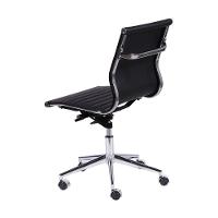 Cadeira Giratória Baixa Office Esteirinha Em Pu Preto Base Rodízio Sem Braço - 2