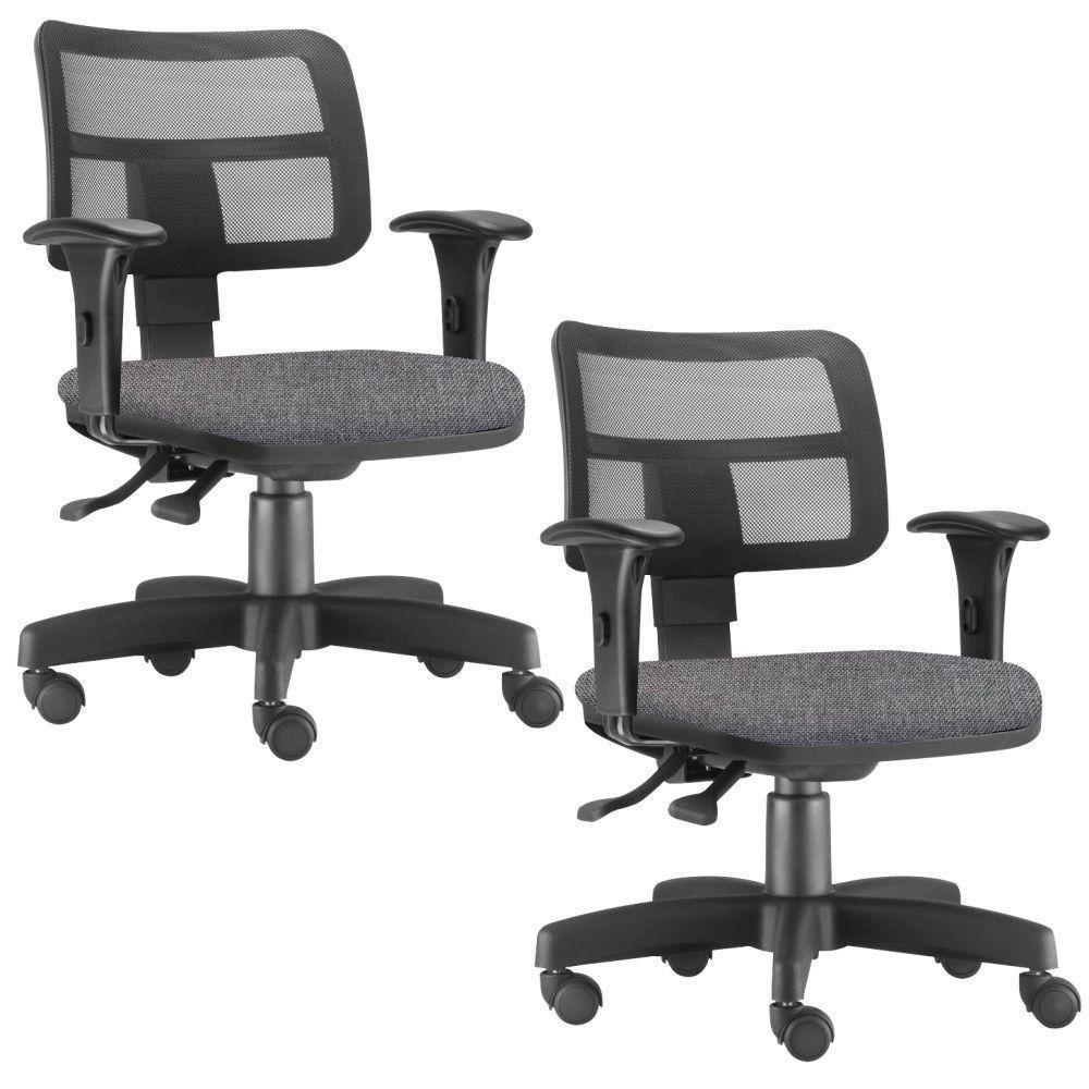 Kit 2 Cadeiras Giratória Zip Escritório Cinza Escuro - 1