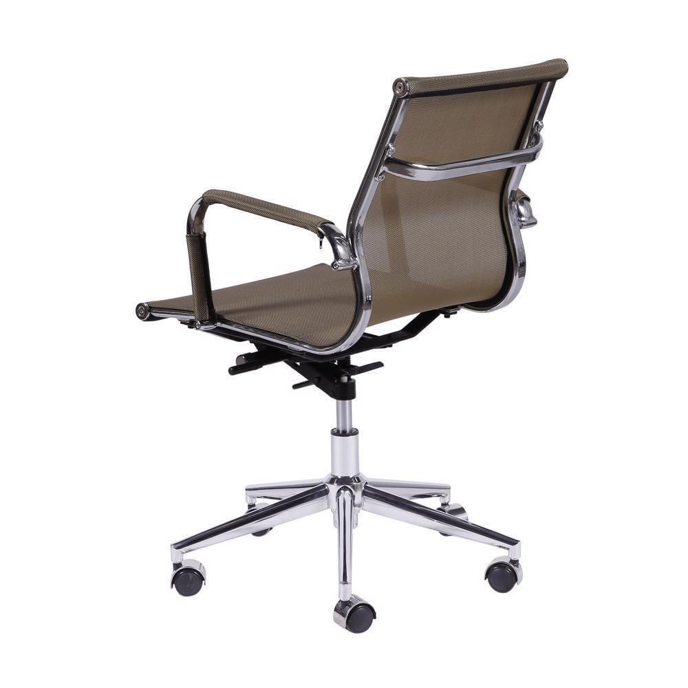 Cadeira Giratória Baixa Office Tela Cobre Base Rodízio Cromado - 2