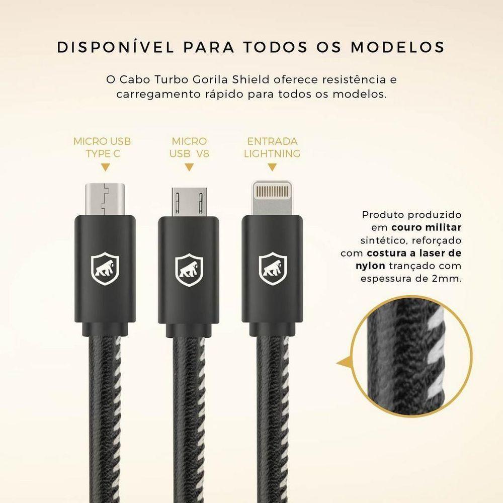 Cabo Turbo Militar - 1,5M - Lightning - Usb-A - Homologado - Gshield - 8