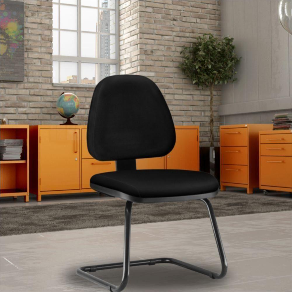 Kit 02 Cadeiras Escritório Sky L02 Couro Sintético Preto - 6