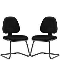 Kit 02 Cadeiras Escritório Sky L02 Couro Sintético Preto - 1