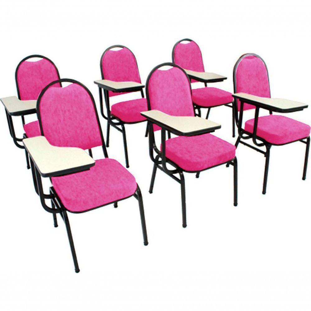 Kit Com 6 Cadeiras Para Auditórios Linha Hotel Rosa - 1