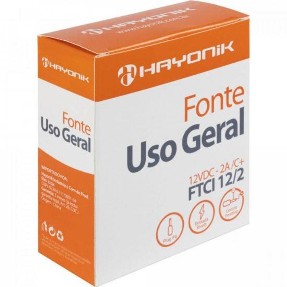 Fonte Chaveada 12vdc 2a Ftci 12/2a P4 Bivolt Hayonik - 3