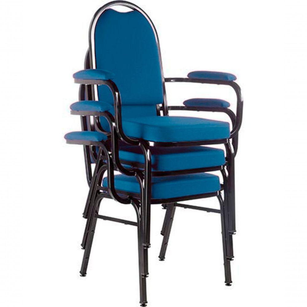 Kit Com 3 Cadeiras Para Auditório Linha Hotel Azul - 1