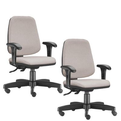 Kit 02 Cadeiras Giratórias Job Diretor Executiva Linho Bege