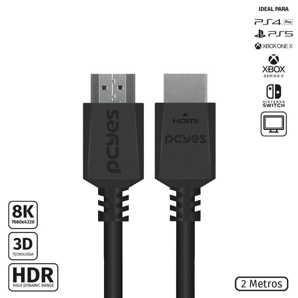 Cabo Hdmi Ultra 2.1 28Awg Puro Cobre 8K 60Hz 2 Metros - Phm8K-2 - 1