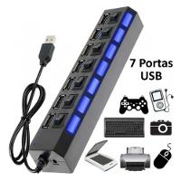 Hub Usb 7 Portas C/ Chave Seletora 2.0 High Speed Preto - 1